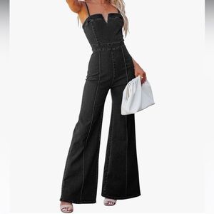 Denim One Piece Black Jumpsuit